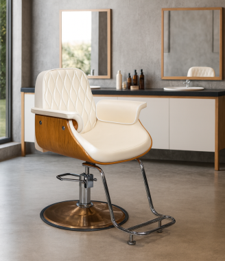 Luxury Salon Styling Chair with Wooden Armrest Hydraulic Pump Hairdressing Barber Chair for Beauty Salon