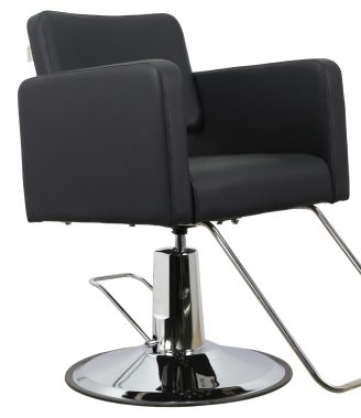 Modern Hydraulic Salon Chair – Black Leather with Chrome Base