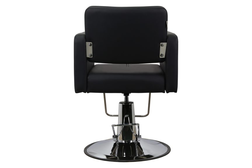 Modern Hydraulic Salon Chair – Black Leather with Chrome Base - 图片 5
