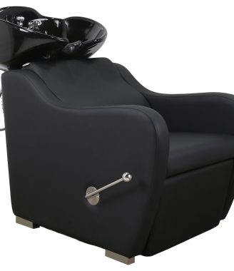 Modern Reclining Shampoo Unit – Black Leather with Adjustable Backrest