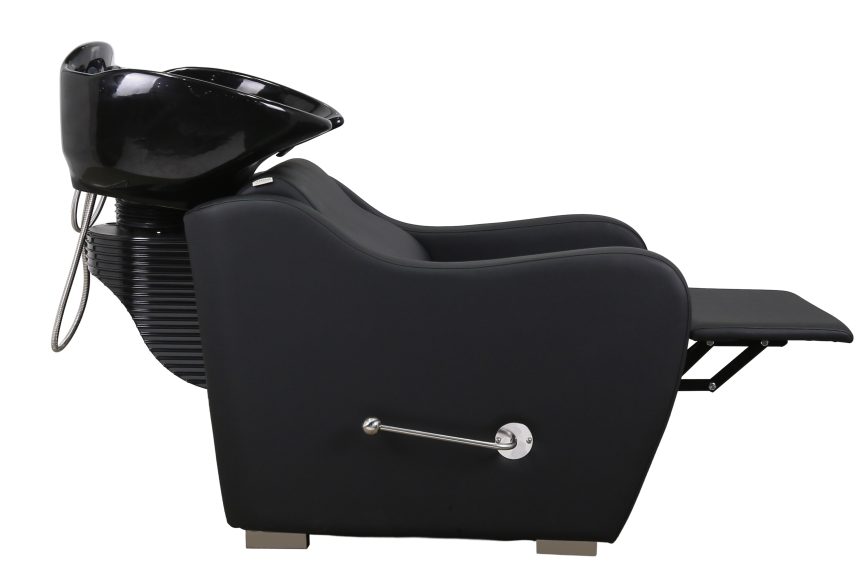Modern Reclining Shampoo Unit – Black Leather with Adjustable Backrest - 图片 2
