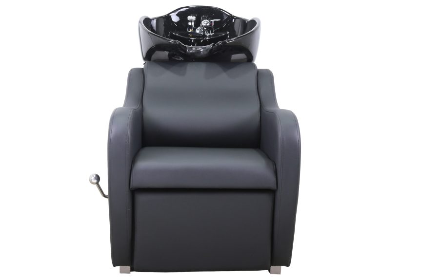 Modern Reclining Shampoo Unit – Black Leather with Adjustable Backrest - 图片 3