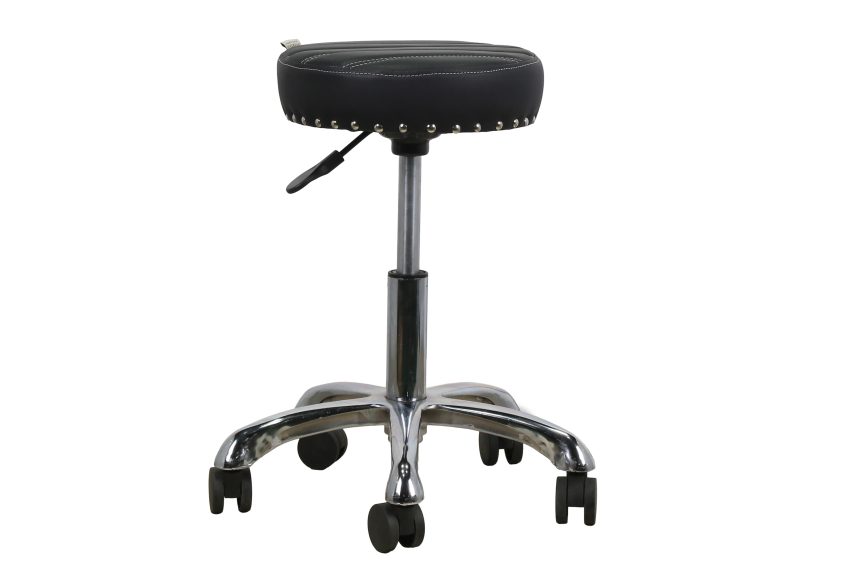 Round Salon Stool – Adjustable Hydraulic Rolling Chair with Wheels