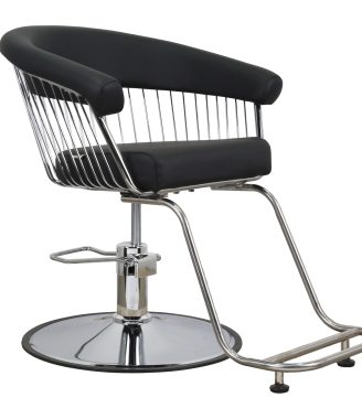 Modern Wire Frame Styling Chair – Black Seat with Hydraulic Chrome Base