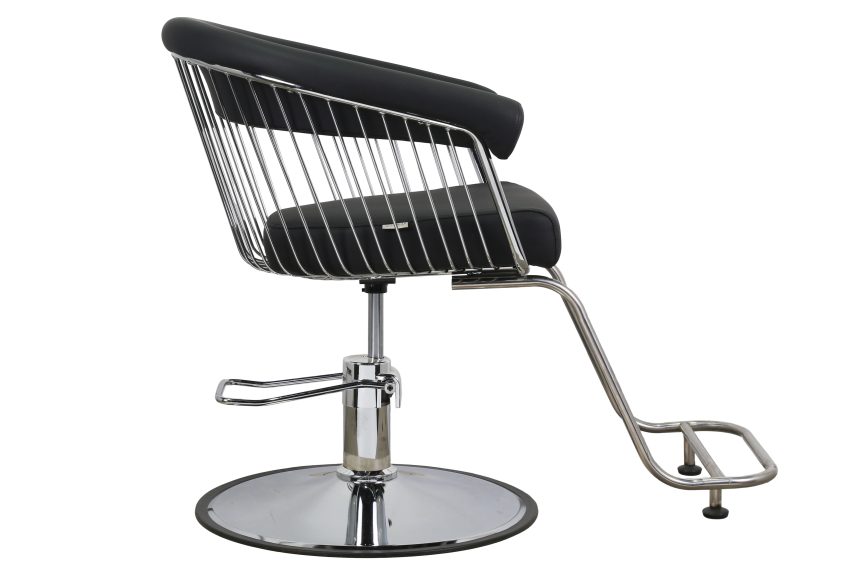 Modern Wire Frame Styling Chair – Black Seat with Hydraulic Chrome Base - 图片 2