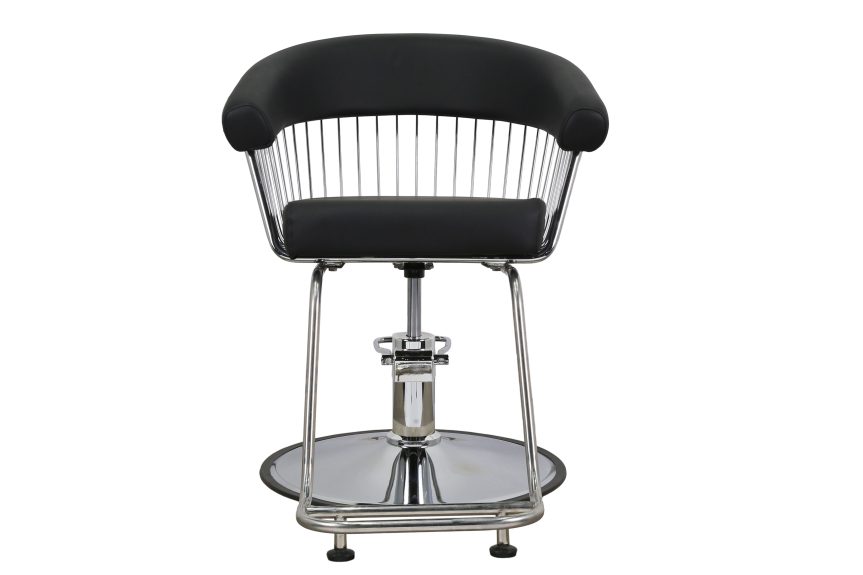 Modern Wire Frame Styling Chair – Black Seat with Hydraulic Chrome Base - 图片 3