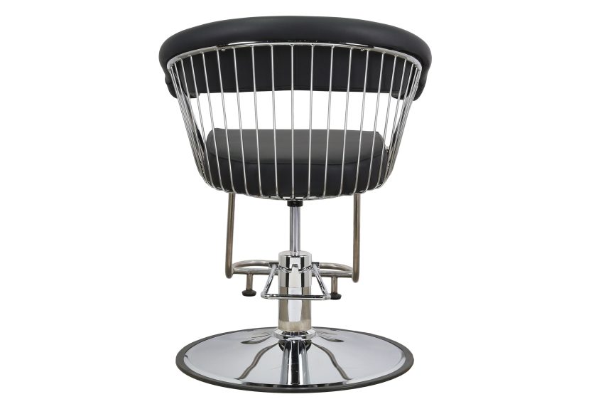 Modern Wire Frame Styling Chair – Black Seat with Hydraulic Chrome Base - 图片 4
