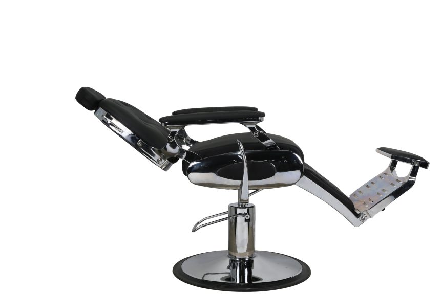 Classic Reclining Barber Chair with Chrome Base and Adjustable Headrest - 图片 4
