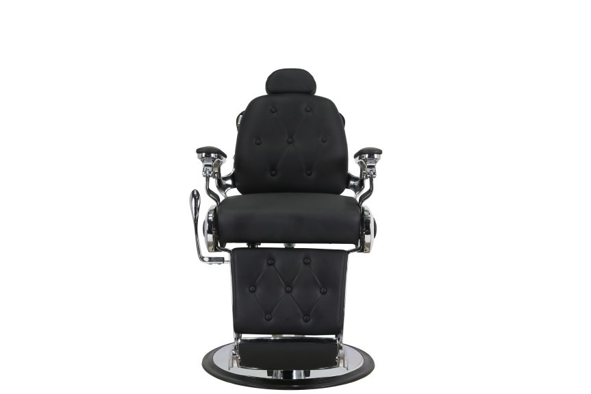 Classic Reclining Barber Chair with Chrome Base and Adjustable Headrest - 图片 3