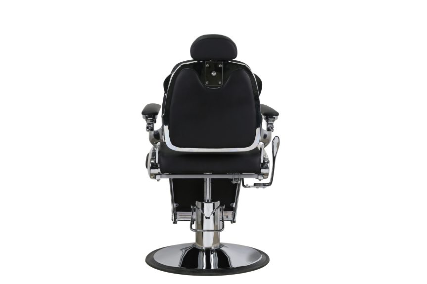 Classic Reclining Barber Chair with Chrome Base and Adjustable Headrest - 图片 2