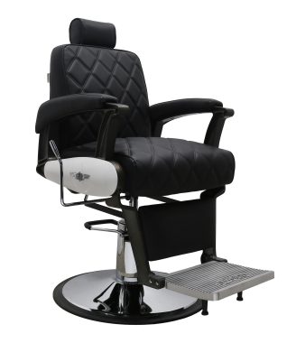 Luxury Diamond Quilted Barber Chair with Hydraulic Recline and Adjustable Headrest