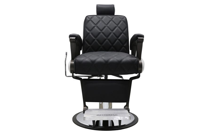 Luxury Diamond Quilted Barber Chair with Hydraulic Recline and Adjustable Headrest - 图片 3