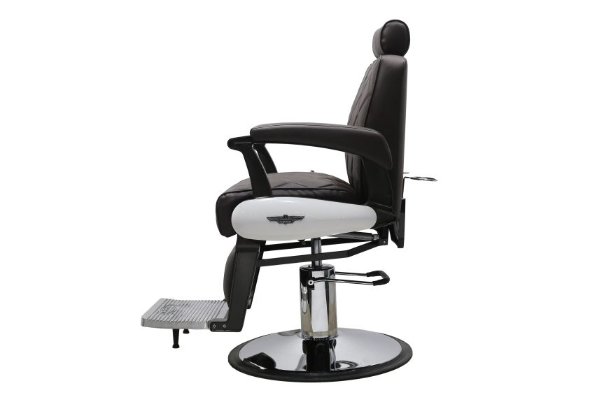Vintage Diamond Quilted Barber Chair – Brown Leather with Hydraulic Recline - 图片 3