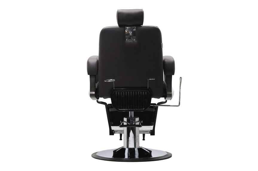 Vintage Diamond Quilted Barber Chair – Brown Leather with Hydraulic Recline - 图片 4